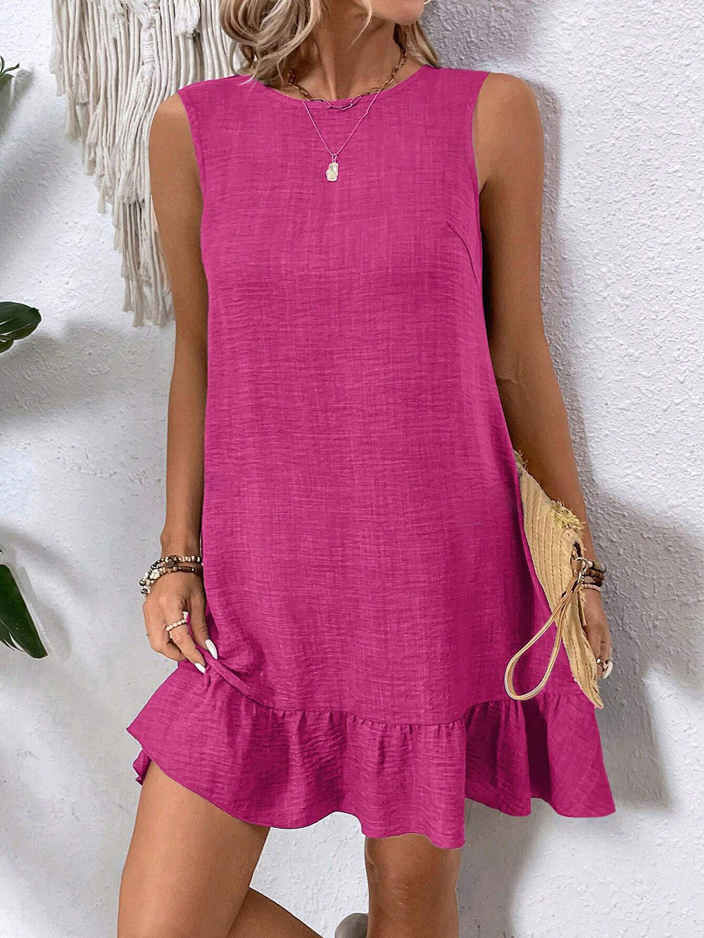 Ruffle Summer Dress for Women - Loose Sleeveless Beach Straight Dress | AL Hussain