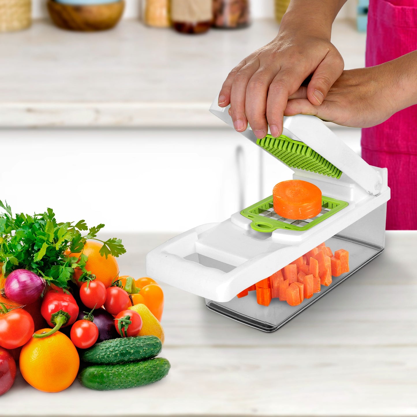 1 Set 12 In 1 Vegetable Chopper With Container Kitchen Food Slicer Dicer Grater Peeler Egg Separator Hand Protector For Onion Salad Potato