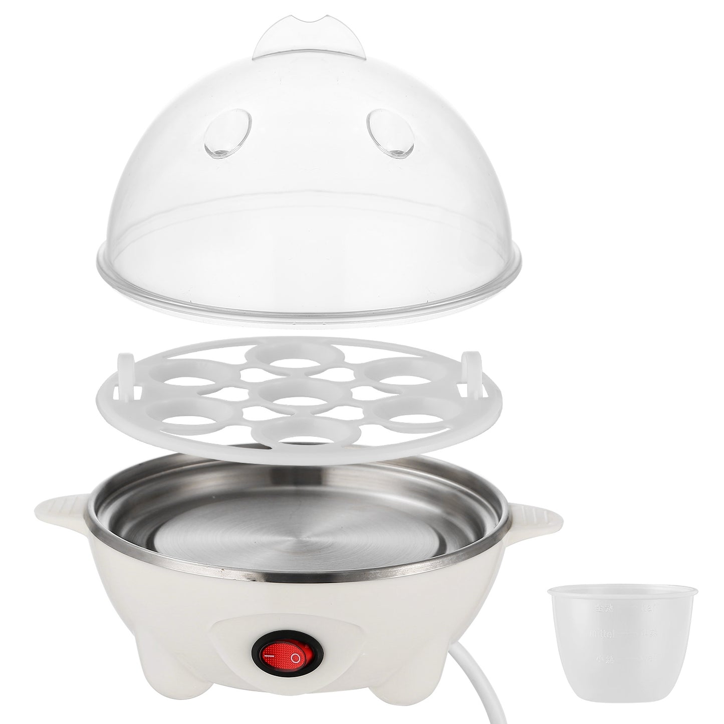 1Pc Electric Egg Cooker For Daily Breakfast Preparation 7-Capacity Hard-Boiled Egg Maker With Auto-Off Measuring Cup For Hard Boiled Steamed Vegetables Seafood Dumplings