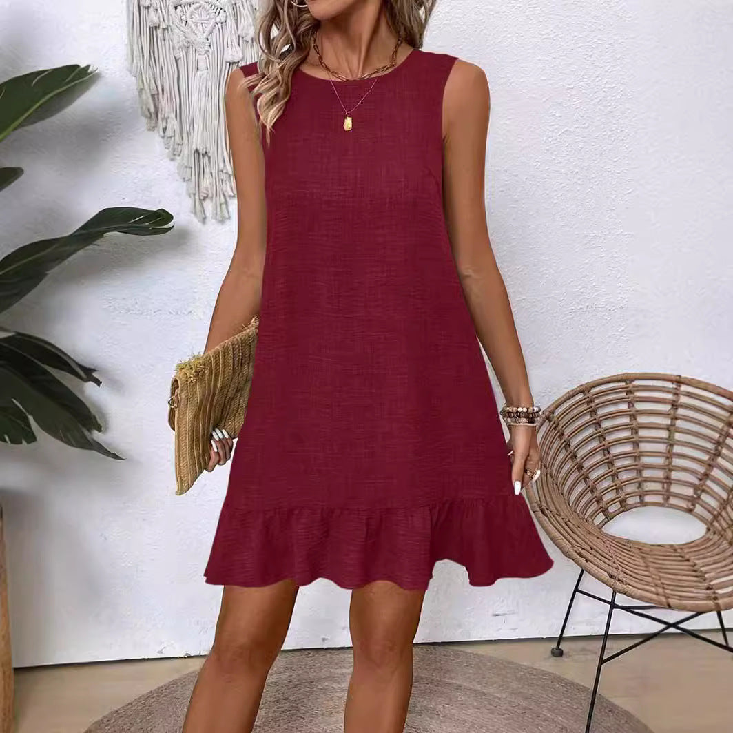 Ruffle Summer Dress for Women - Loose Sleeveless Beach Straight Dress | AL Hussain