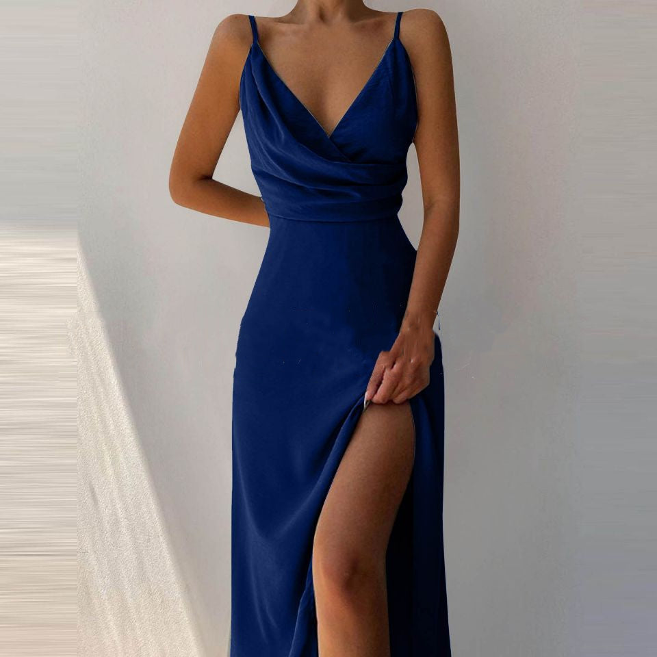 V Neck Sling Dress for Women - Slit Slim Summer Suspender Dress | AL Hussain