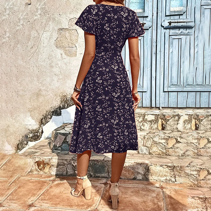 Floral Maxi Dress for Women - Button Up Split Bohemian Beach Dress | AL Hussain