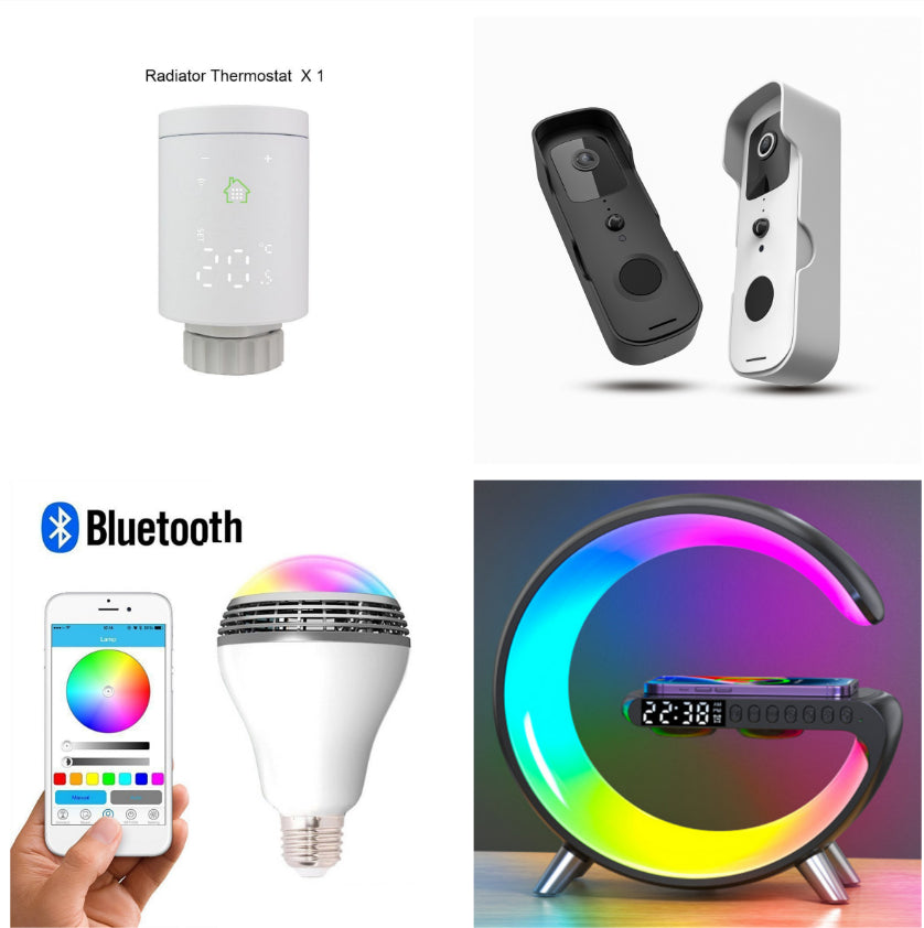 Smart G-Shaped LED Lamp with Bluetooth Speaker & Wireless Charger