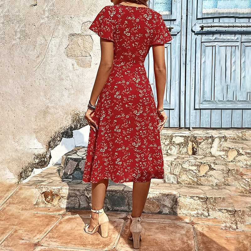 Floral Maxi Dress for Women - Button Up Split Bohemian Beach Dress | AL Hussain