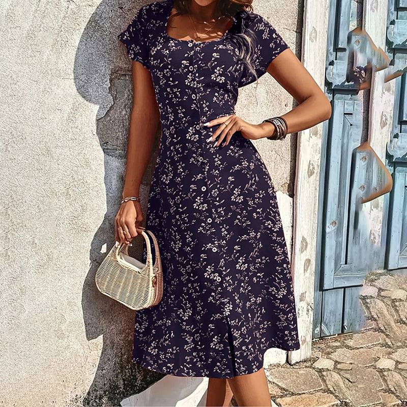 Floral Maxi Dress for Women - Button Up Split Bohemian Beach Dress | AL Hussain