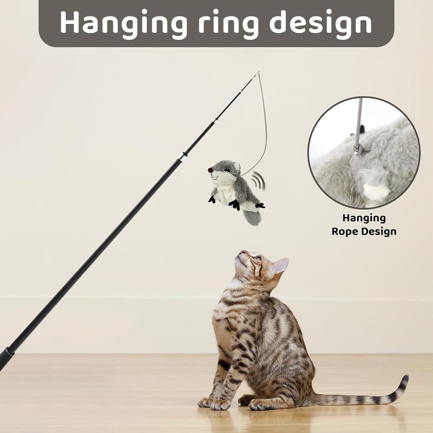 Interactive Catnip Toy Flapping Squirrel Rechargeable Touch Activated Cat Toy