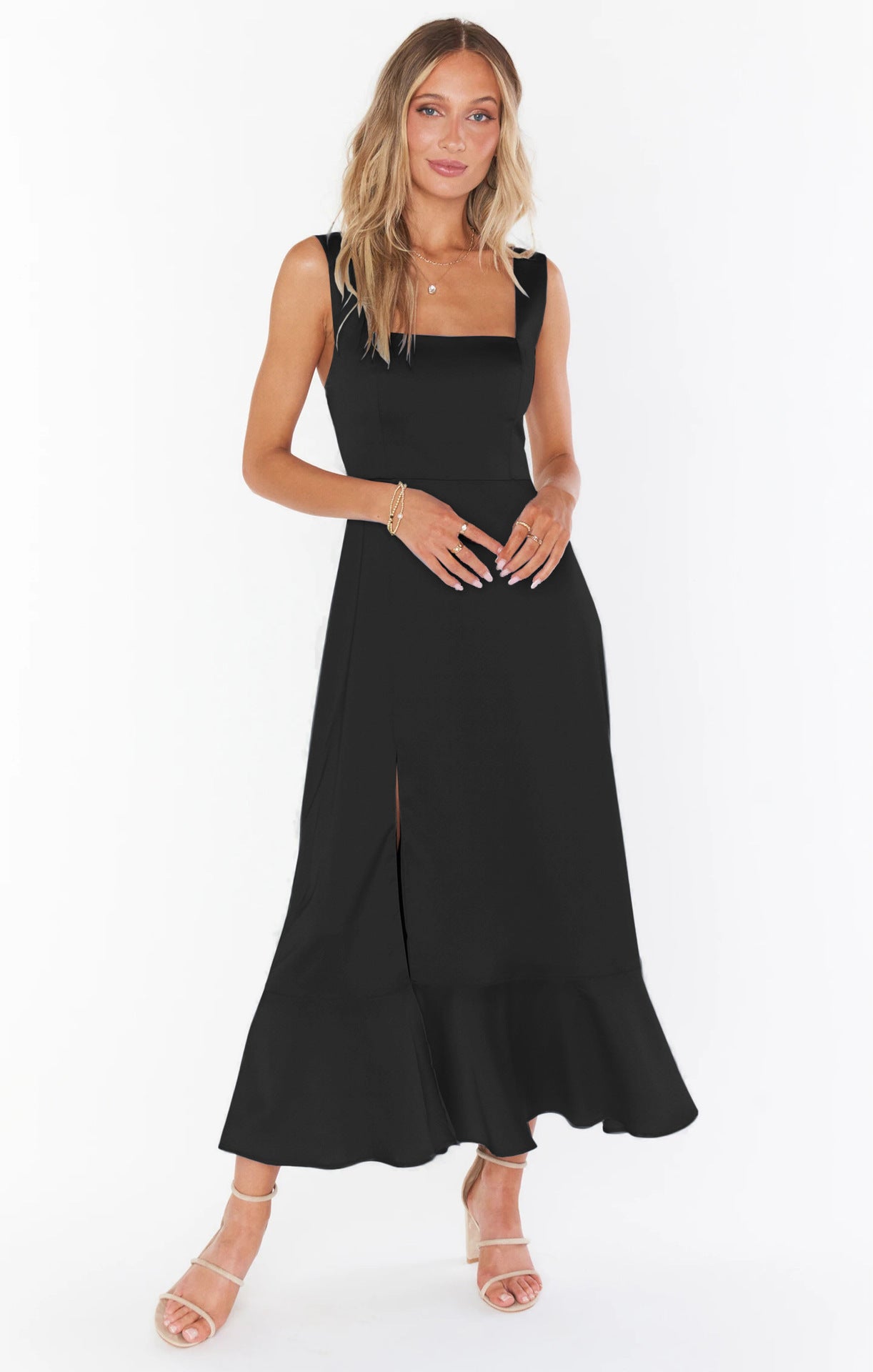 Suspender Split Dress for Women - Lace-Up Ruffled Summer Beach Dress | AL Hussain