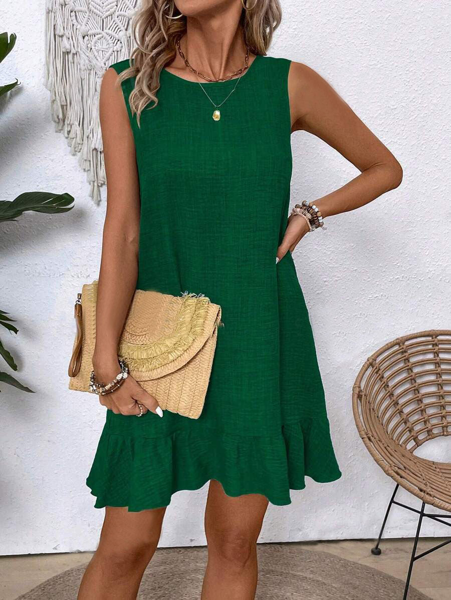 Ruffle Summer Dress for Women - Loose Sleeveless Beach Straight Dress | AL Hussain
