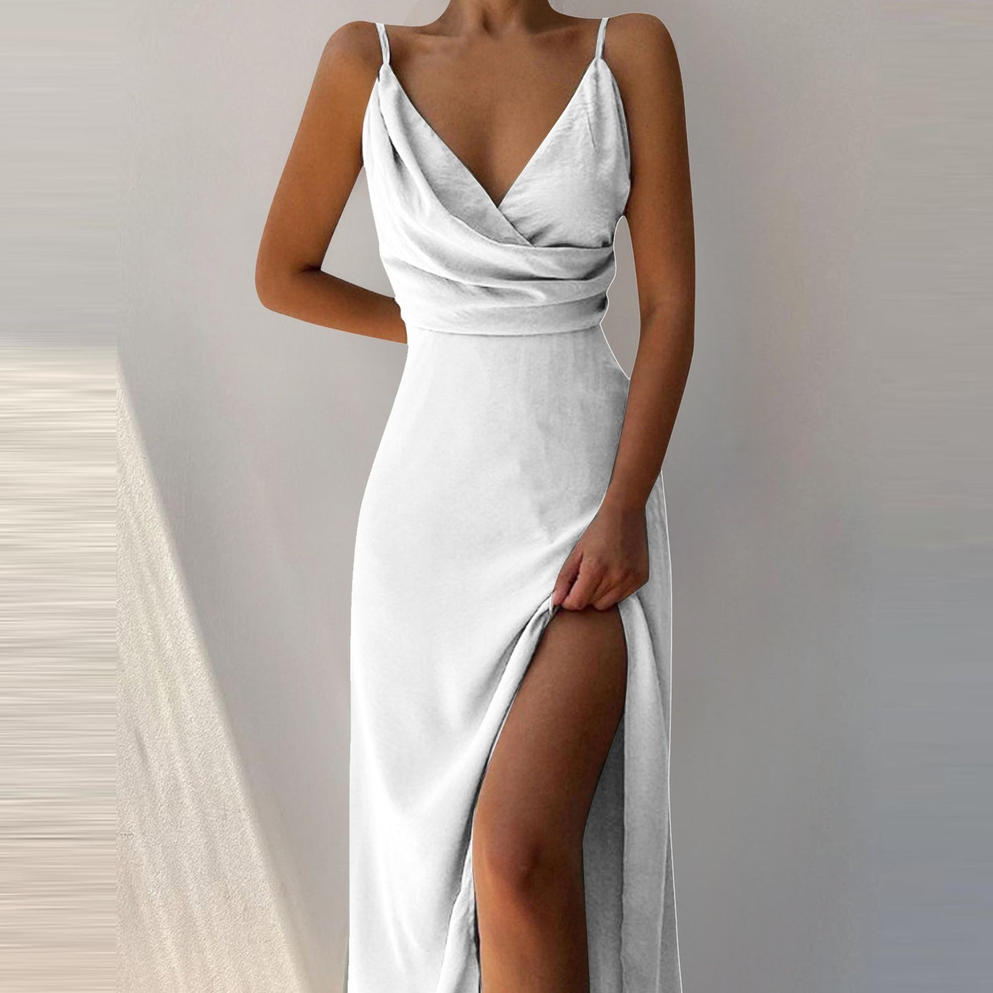 V Neck Sling Dress for Women - Slit Slim Summer Suspender Dress | AL Hussain