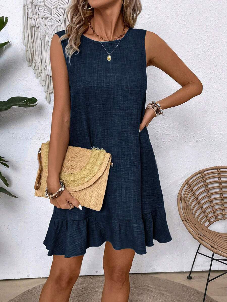 Ruffle Summer Dress for Women - Loose Sleeveless Beach Straight Dress | AL Hussain