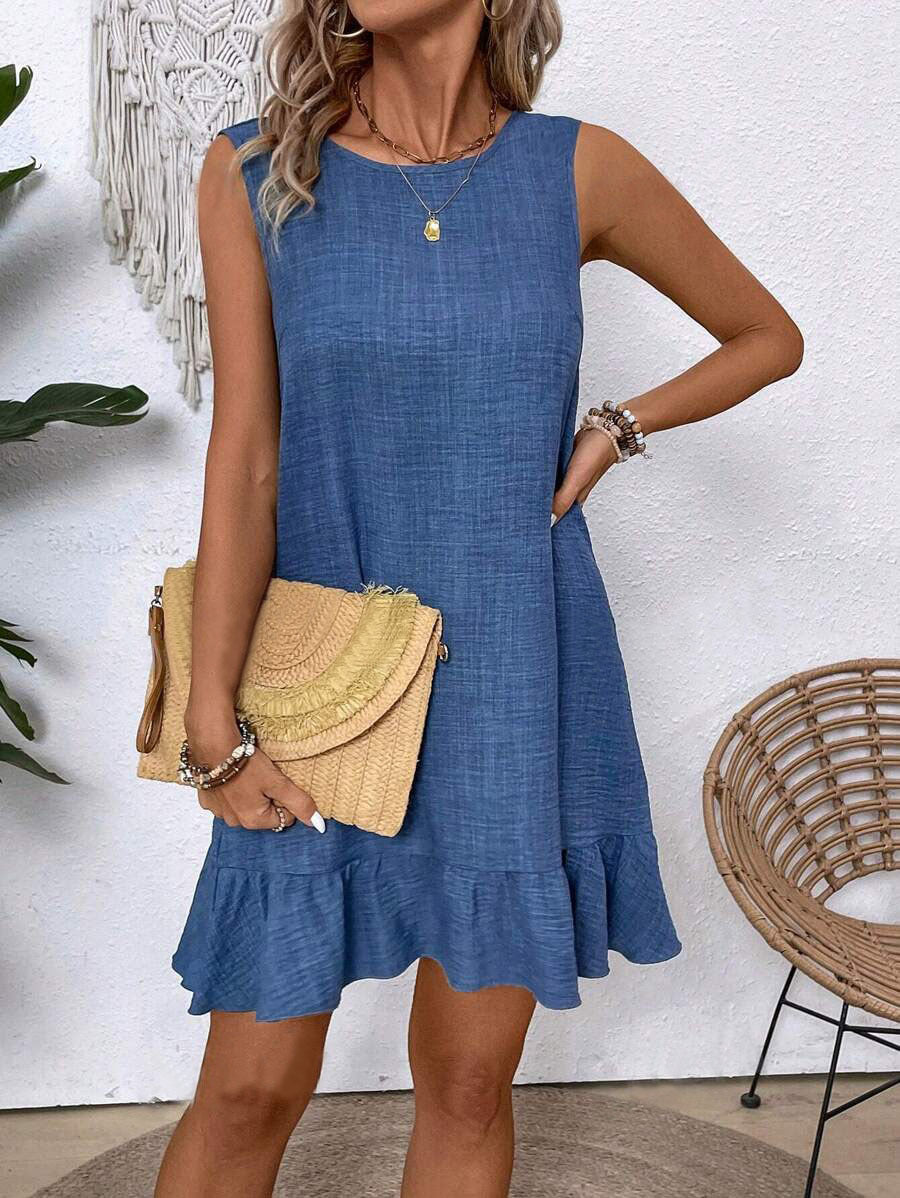 Ruffle Summer Dress for Women - Loose Sleeveless Beach Straight Dress | AL Hussain