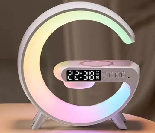 Smart G-Shaped LED Lamp with Bluetooth Speaker & Wireless Charger