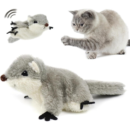 Interactive Catnip Toy Flapping Squirrel Rechargeable Touch Activated Cat Toy