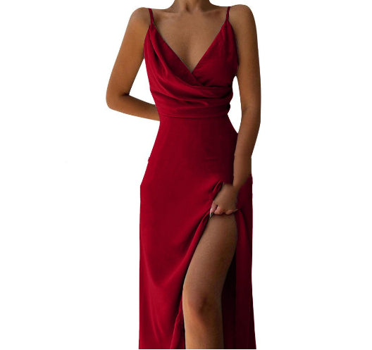 V Neck Sling Dress for Women - Slit Slim Summer Suspender Dress | AL Hussain