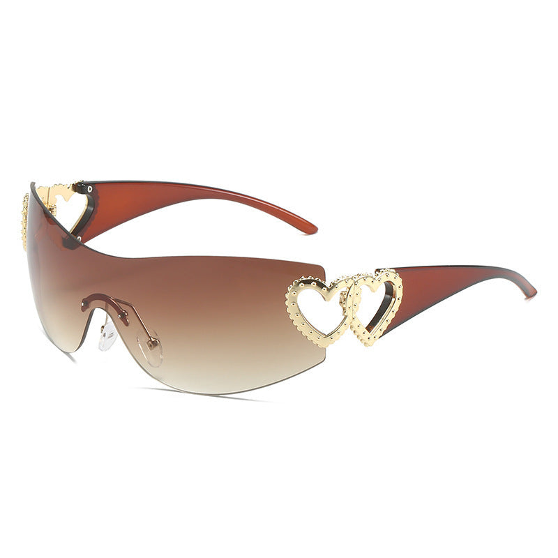 Y2K Millennium Rimless Integrated Sunglasses For Women, Personality Windproof Street Fashion Shades
