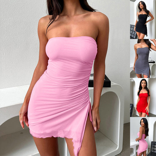 Y2K Tube Top Dress for Women - Backless Split Mini Summer Dress | AL Hussain