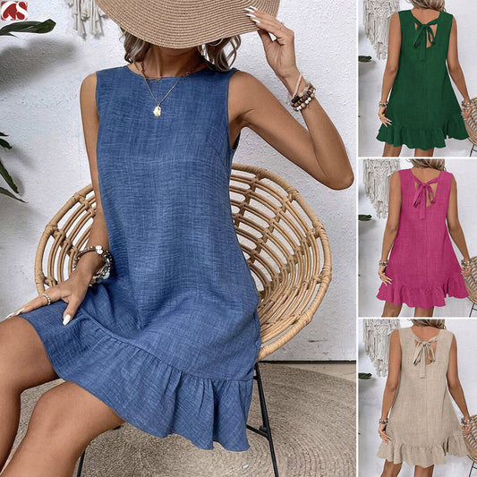 Ruffle Summer Dress for Women - Loose Sleeveless Beach Straight Dress | AL Hussain