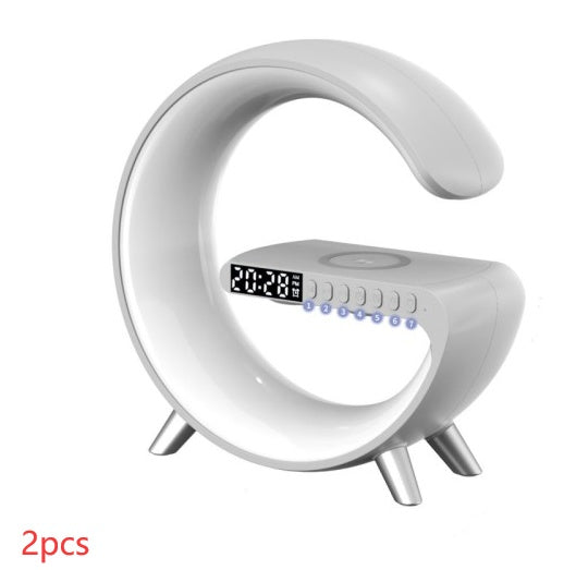 Smart G-Shaped LED Lamp with Bluetooth Speaker & Wireless Charger