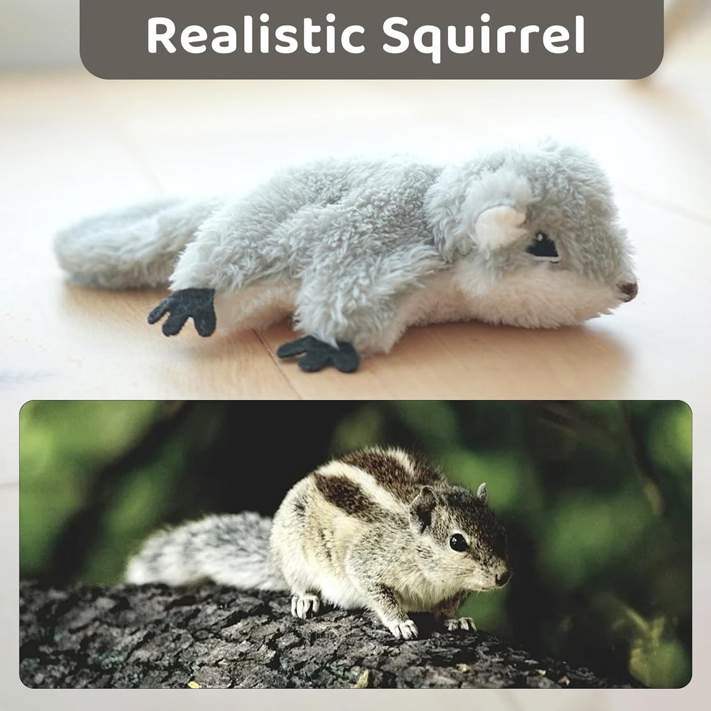 Interactive Catnip Toy Flapping Squirrel Rechargeable Touch Activated Cat Toy